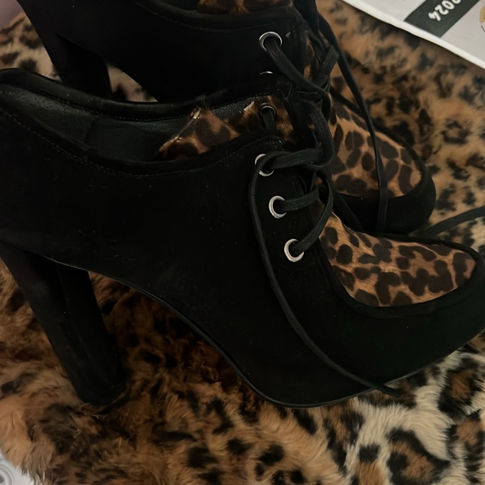 Black lace up booties